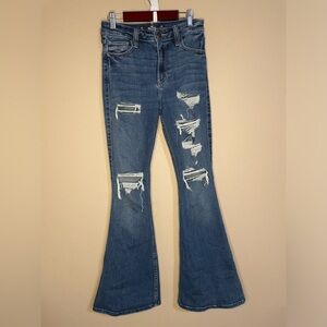 Hollister Blue Distressed Flare Jeans